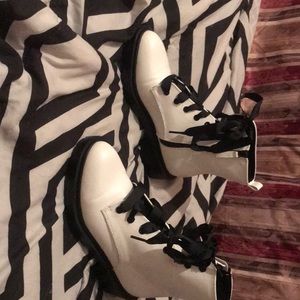 Black and white 2 inch boots